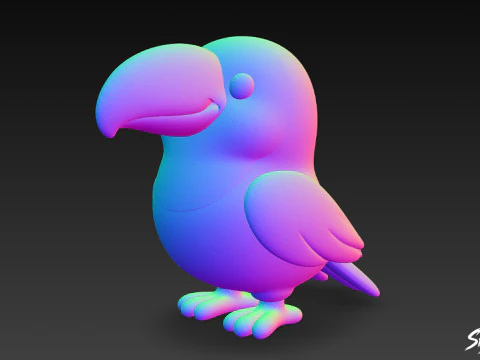 Cartoon Plush Toucan 3D Model