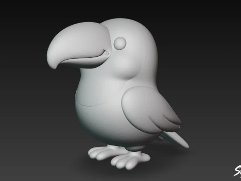 Cartoon Plush Toucan 3D Model
