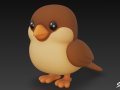 Cartoon Plush Sparrow 3D 모델