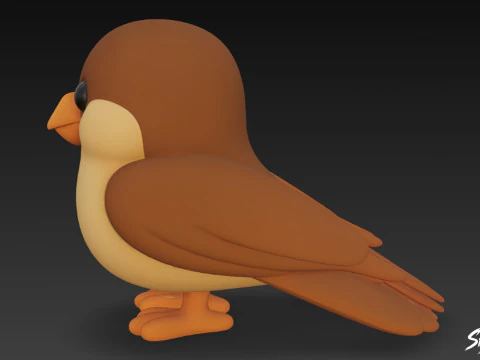 Cartoon Plush Sparrow 3D Model
