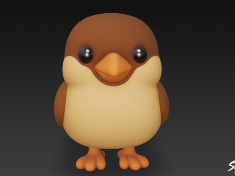 कार्टून आलीशान गौरैया 3D मॉडल