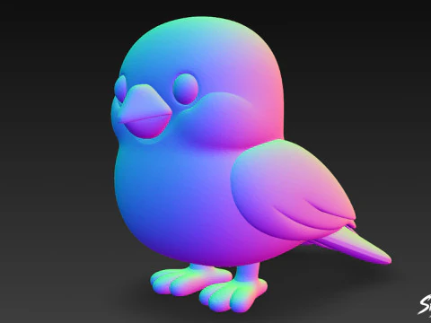 Cartoon Plush Sparrow 3D Model