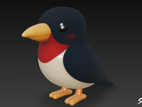 Rondine di peluche del fumetto Modello 3D