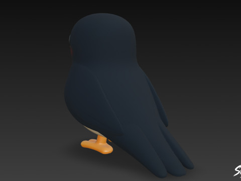 Cartoon Plush Swallow 3D Model