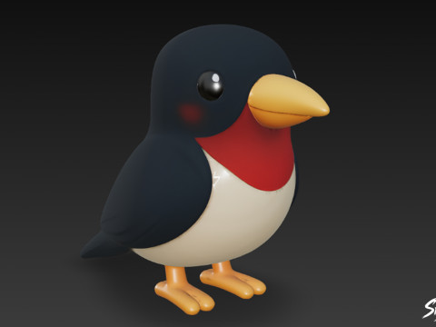 Cartoon Plush Swallow 3D Model