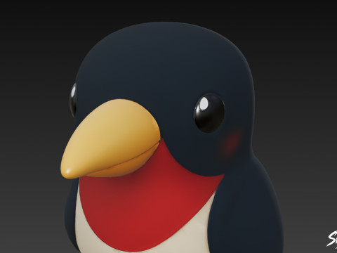 Cartoon Plush Swallow 3D Model