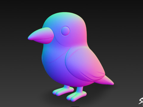 Cartoon Plush Swallow 3D Model