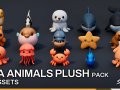 Cartoon Sea Animals Plush Pack 3D Model