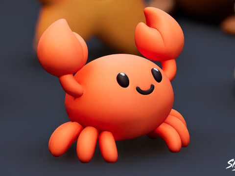 कार्टून समुद्री पशु आलीशान पैक 3D मॉडल