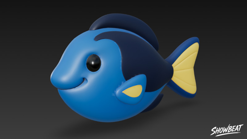 만화 플러시 블루 탱 3D 모델 .c4d .max .obj .3ds .fbx .stl .blend