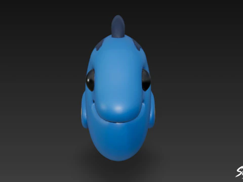 Cartoon Plush Blue Tang 3D Model