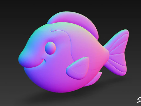 Cartoon Plush Blue Tang 3D Model