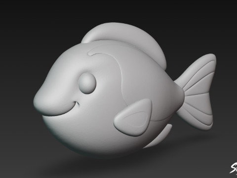 만화 플러시 블루 탱 3D 모델