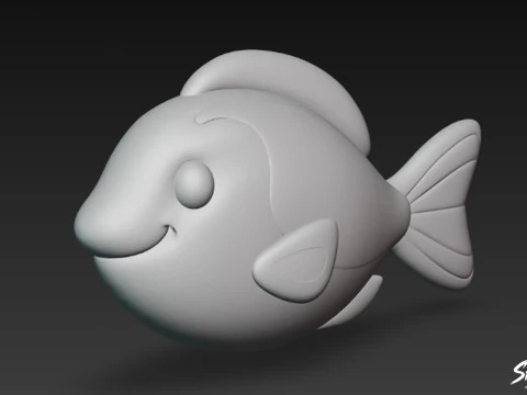 Cartoon Plush Blue Tang 3D Model