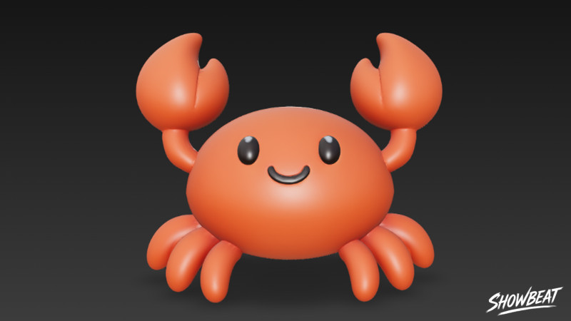 Мультяшный плюшевый краб 3D Модель .c4d .max .obj .3ds .fbx .stl .blend