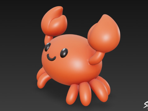 Мультяшный плюшевый краб 3D Модель