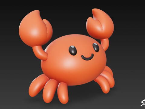 Мультяшный плюшевый краб 3D Модель