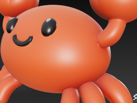 Мультяшный плюшевый краб 3D Модель