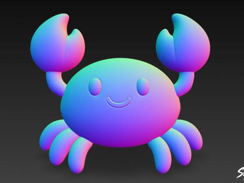 Мультяшный плюшевый краб 3D Модель