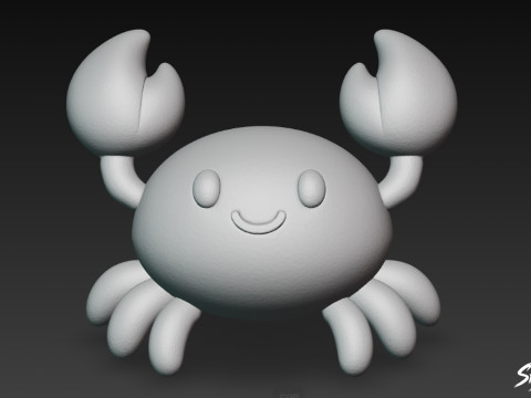 Мультяшный плюшевый краб 3D Модель