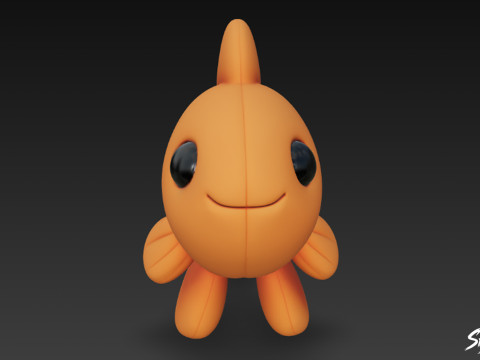 Kreskówka pluszowa złota rybka Model 3D