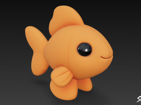 Kreskówka pluszowa złota rybka Model 3D