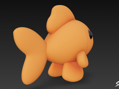 Kreskówka pluszowa złota rybka Model 3D