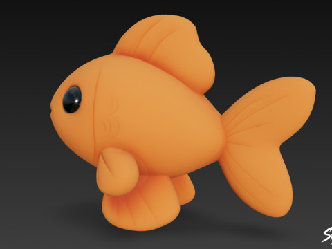 Kreskówka pluszowa złota rybka Model 3D