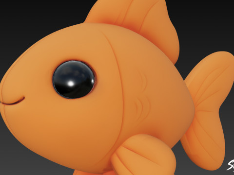 Kreskówka pluszowa złota rybka Model 3D