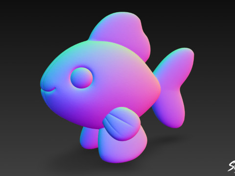 Kreskówka pluszowa złota rybka Model 3D