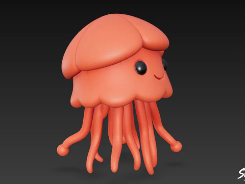 Cartoon Plush Jellyfish 3D Model