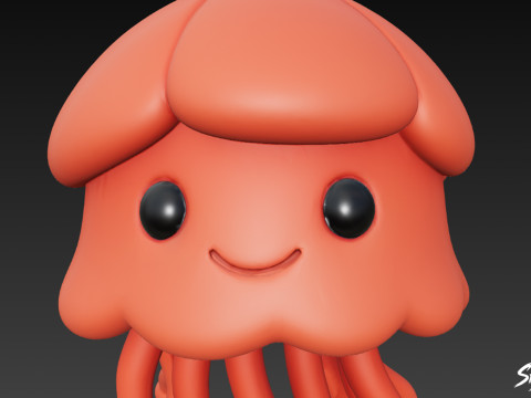 Мультяшная плюшевая медуза 3D Модель