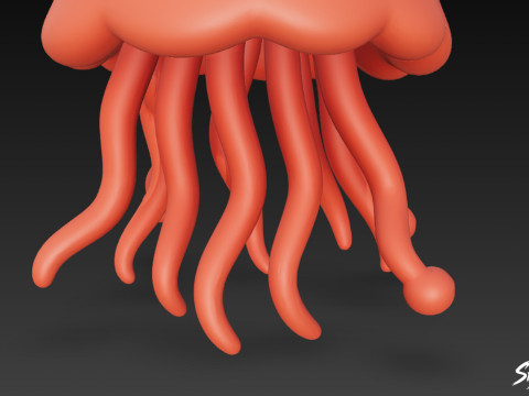 Мультяшная плюшевая медуза 3D Модель