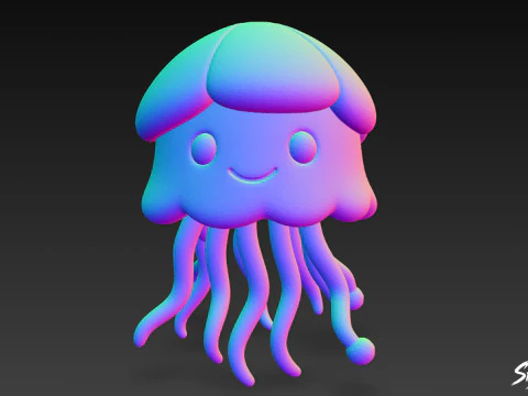Cartoon Plush Jellyfish 3D Model