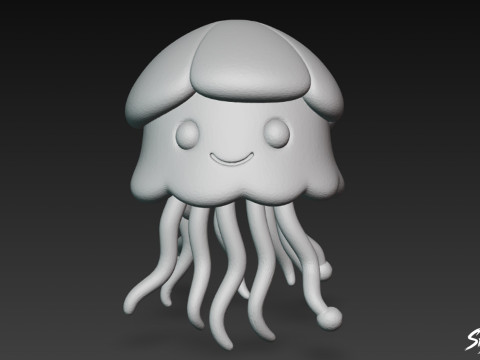 Мультяшная плюшевая медуза 3D Модель