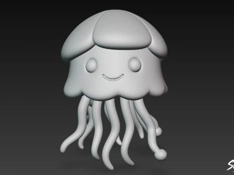 Cartoon Plush Jellyfish 3D Model