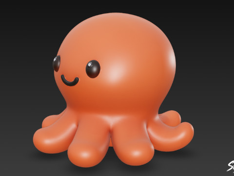 Cartoon Plush Octopus 3D Model