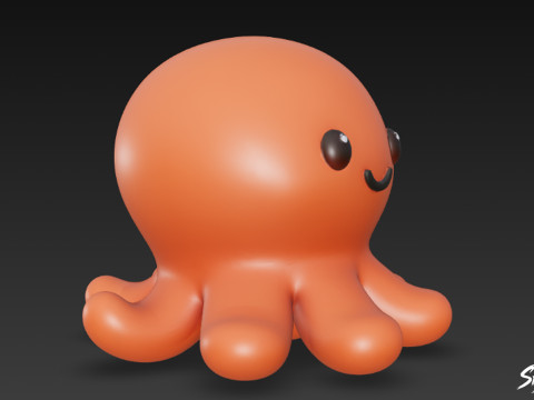 Cartoon Plush Octopus 3D Model