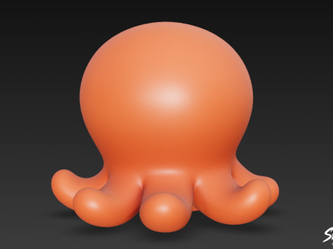 Cartoon Plush Octopus 3D Model
