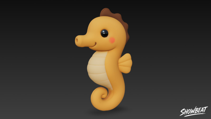 Cartoon-Plüsch-Seepferdchen 3D Modell .c4d .max .obj .3ds .fbx .stl .blend 