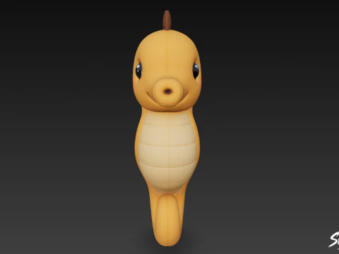 Cartoon Plush Seahorse 3D Model