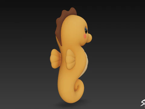 Cartoon Plush Seahorse 3D Model