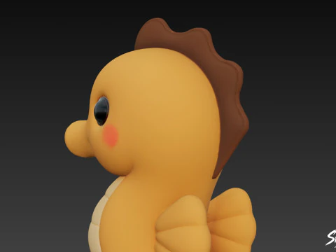 Cartoon Plush Seahorse 3D Model