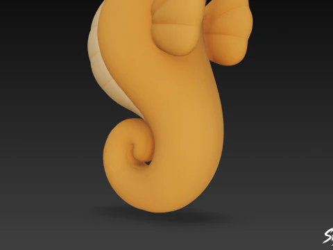 Cartoon Plush Seahorse 3D Model