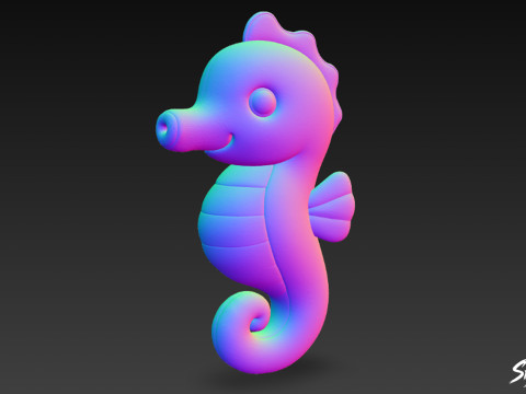 Cartoon-Plüsch-Seepferdchen 3D Modell