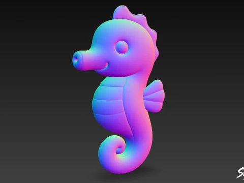 Cartoon Plush Seahorse 3D Model