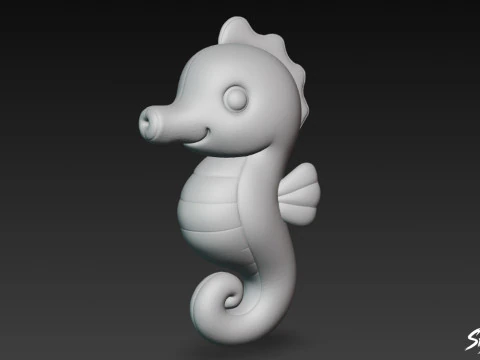 Cartoon Plush Seahorse 3D Model