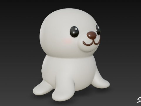 Sceau en peluche de dessin animé Modèle 3D