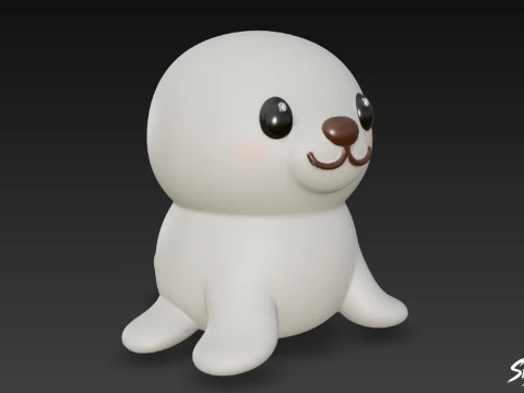 Cartoon Plush Seal 3D Model