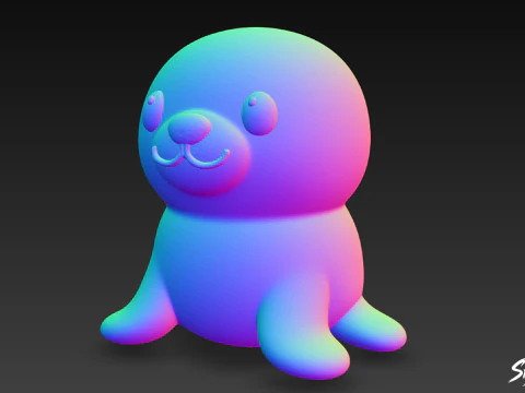 Cartoon Plush Seal 3D Model